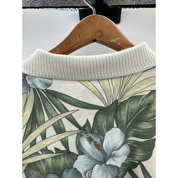 TOMMY BAHAMA Original Men's L Hawaiian Polo Blue Green Florals Seafoam Green - Picture 8 of 10